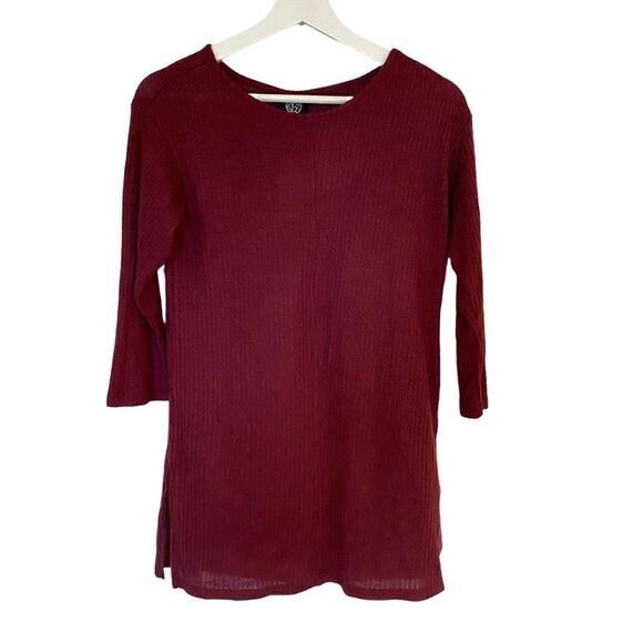 Bobeau NWT Windsor wine ribbed tunic 3/4 sleeve crew neck XS - Picture 1 of 5